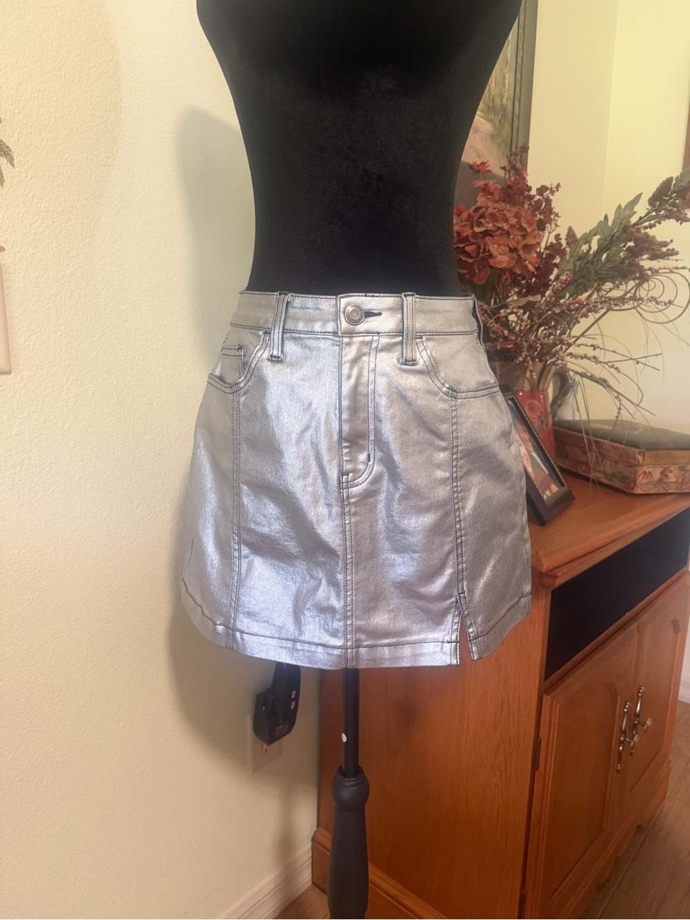 SO Metallic Silver Mini Skirt